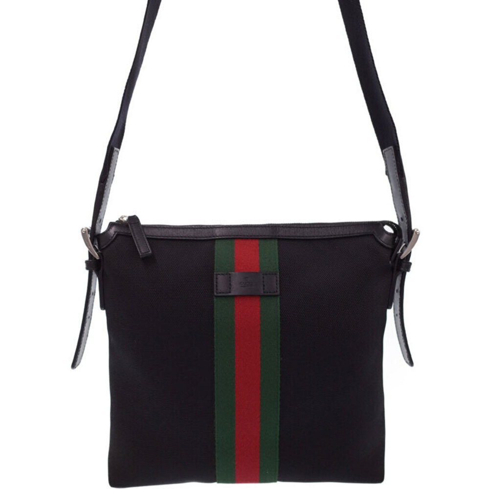 GUCCI Web Band Messenger Bag Shoulder Bag Black